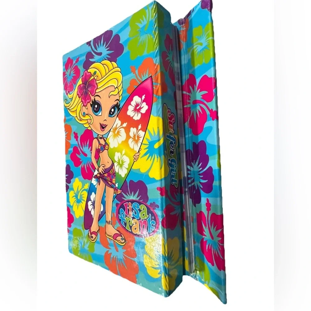 Vintage Lisa Frank Flip Out Surfer Girl Trifold Planner Organizer Agenda RARE